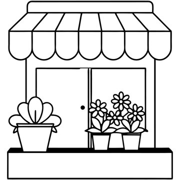 recommend clip art: flower shop outline coloring book page line art drawing
