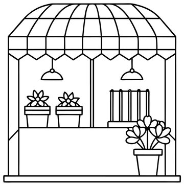 recommend clip art: flower shop outline coloring book page line art drawing