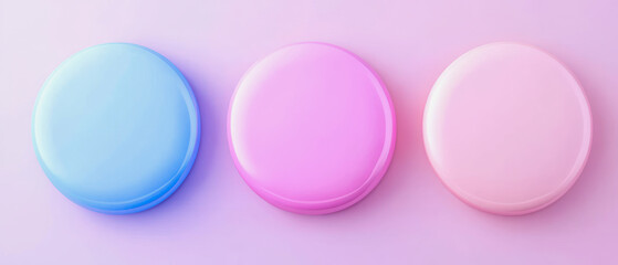 Obraz premium three pastel colored 3d buttons on light pink background