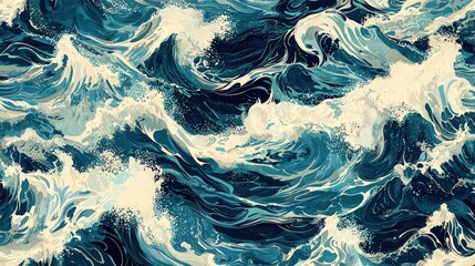 A dynamic pattern that captures the movement and beauty of ocean waves, ideal for designs that evoke the natural rhythm and flow of the sea.