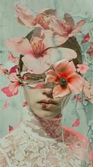 Floral Portrait Collage: A Dreamy and Whimsical Artwork