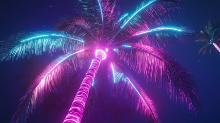 Neon Palm Tree Night