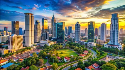 sunset over the city