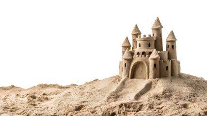 A sandcastle competition on the beach for Australia Day, showcasing creative talents. Concept of beach culture and craftsmanship