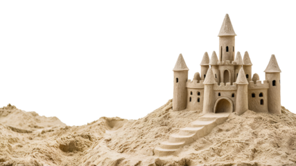 A sandcastle competition on the beach for Australia Day, showcasing creative talents. Concept of beach culture and craftsmanship