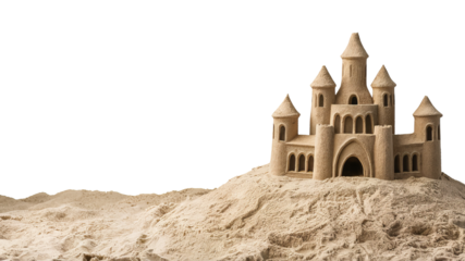 A sandcastle competition on the beach for Australia Day, showcasing creative talents. Concept of beach culture and craftsmanship