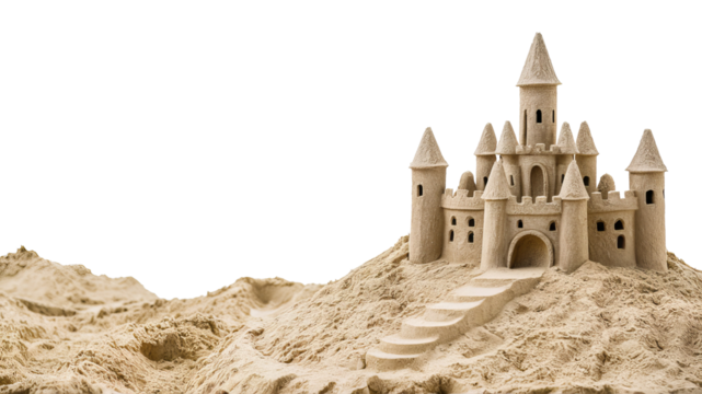 A sandcastle competition on the beach for Australia Day, showcasing creative talents. Concept of beach culture and craftsmanship