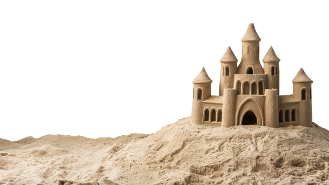 A sandcastle competition on the beach for Australia Day, showcasing creative talents. Concept of beach culture and craftsmanship