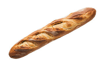 Two crisp French baguettes on a white background.
