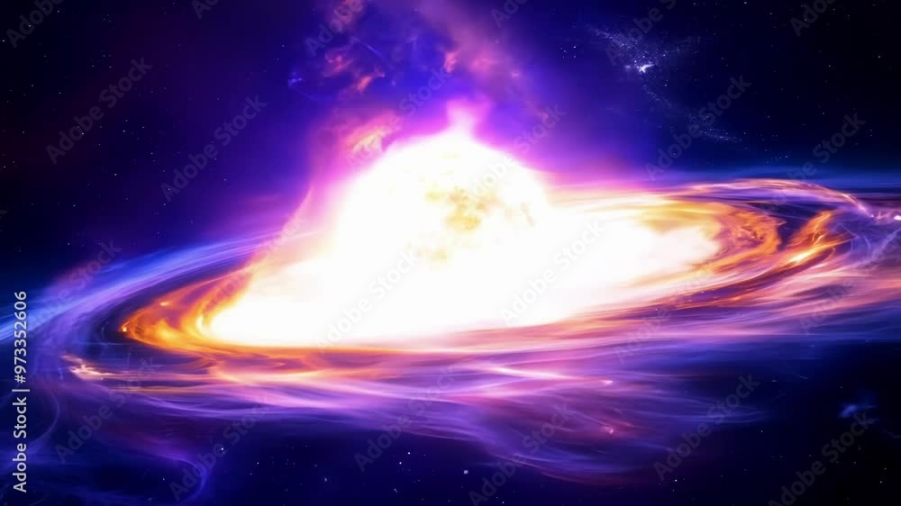 Leinwandbilder Bright white light source is emitting colorful energy in a swirling pattern, surrounded by the vastness of outer space
