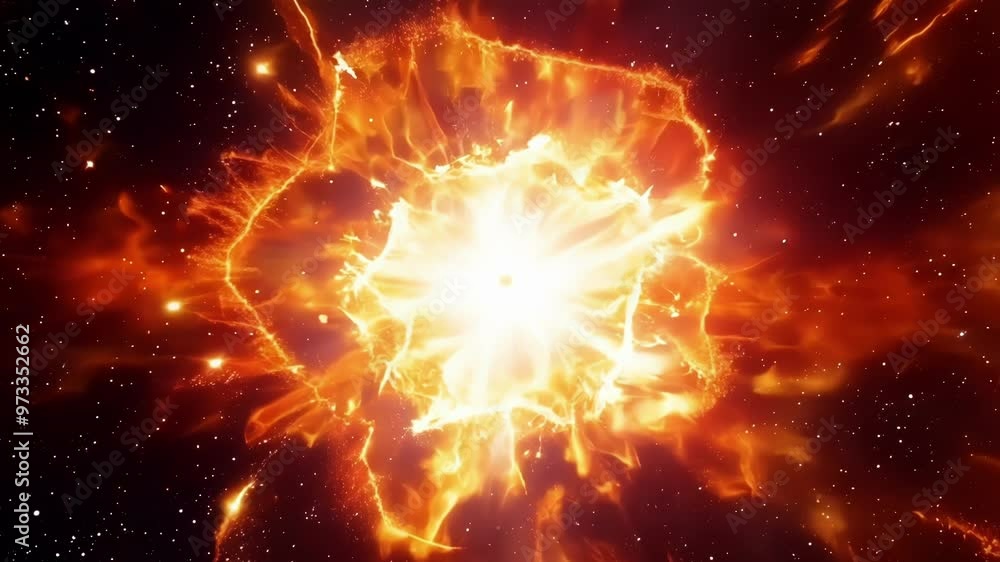 Aufkleber witness the stunning explosion of a supernova in space, with waves of orange and yellow light illumi