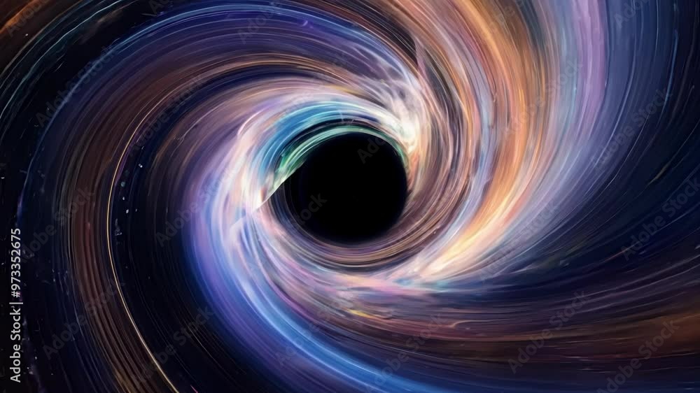 Aufkleber Colorful nebula clouds swirl around a black hole in a distant galaxy, creating a mesmerizing cosmic display. Explore the mysteries of the universe with this stunning image of deep space