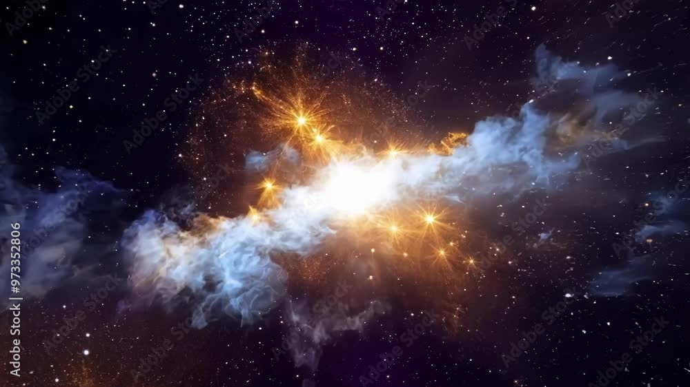 Aufkleber Beautiful and colorful depiction of a supernova explosion with bright stars shining in the universe surrounded by colorful nebula clouds