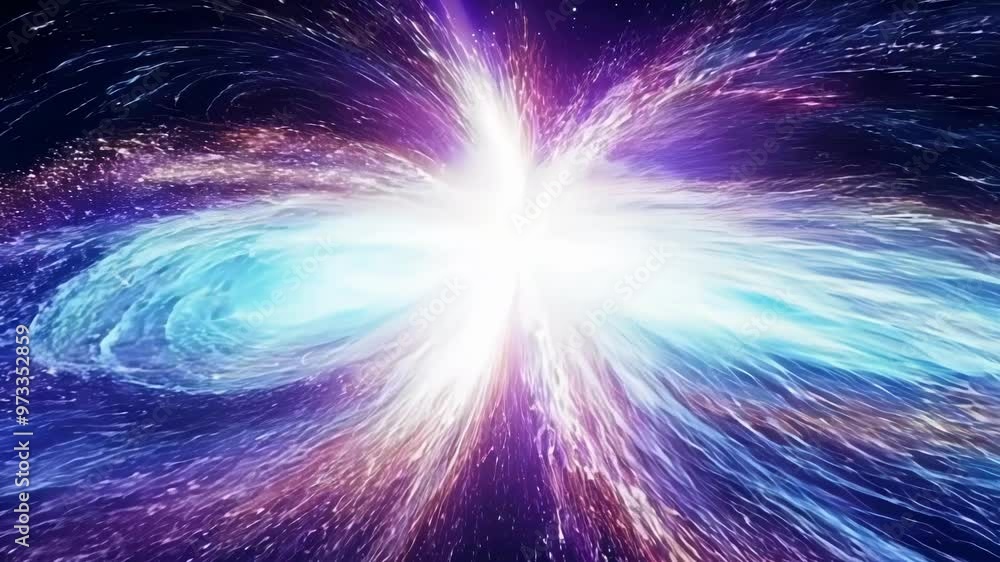 Poster Witness a stunning supernova explosion in deep space, illuminating with colorful light. Stars twinkle in the background, adding to the celestial spectacle