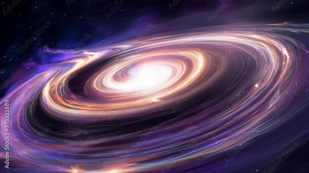 Poster Spiral galaxy is forming in deep space, surrounded by nebula clouds of gas and dust, illustrating the vastness of the cosmos