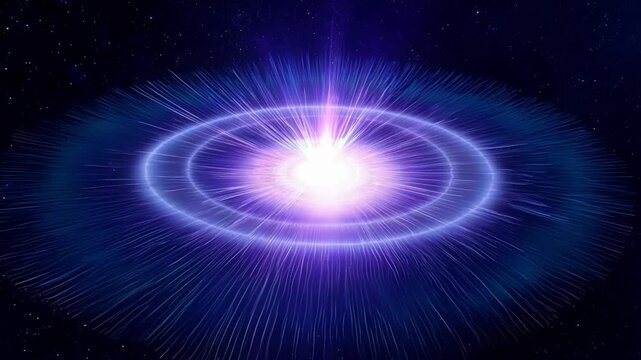 Dazzling supernova explosion lights up deep space in shades of blue, purple, and white, creating a stunning cosmic event. This 3d illustration captures the beauty of this celestial marvel