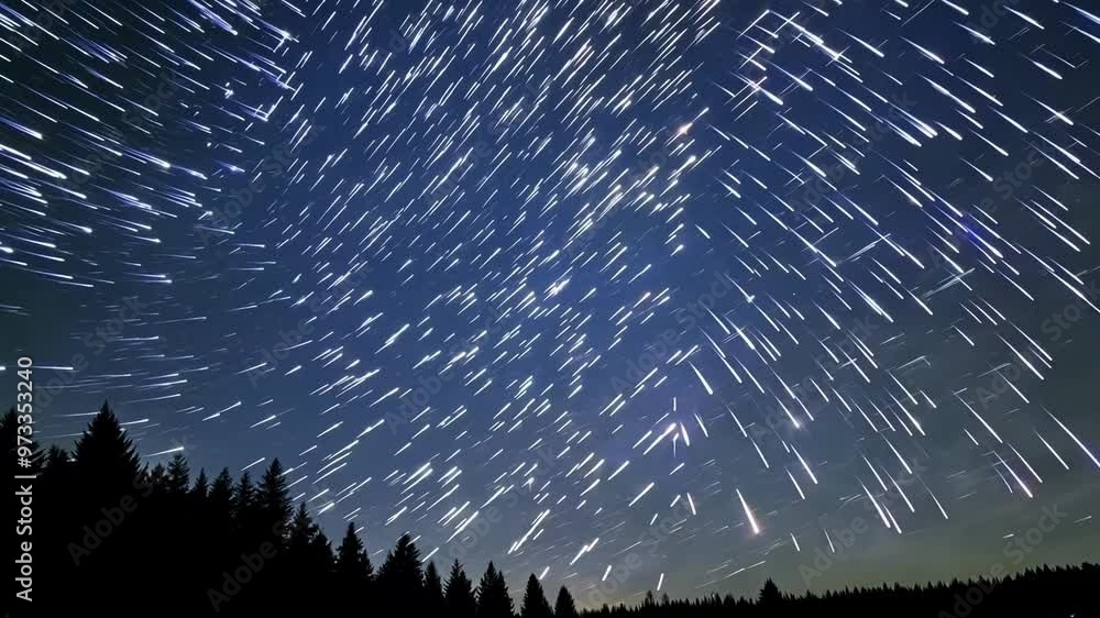 Poster long exposure captures the mesmerizing movement of stars, creating a circular pattern in the night s