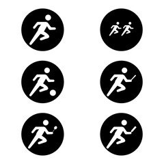 a black and white image of a soccer player and the words soccer Black Sports Players Icons.