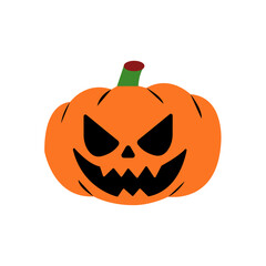 a halloween pumpkin with a face that says halloween on it.