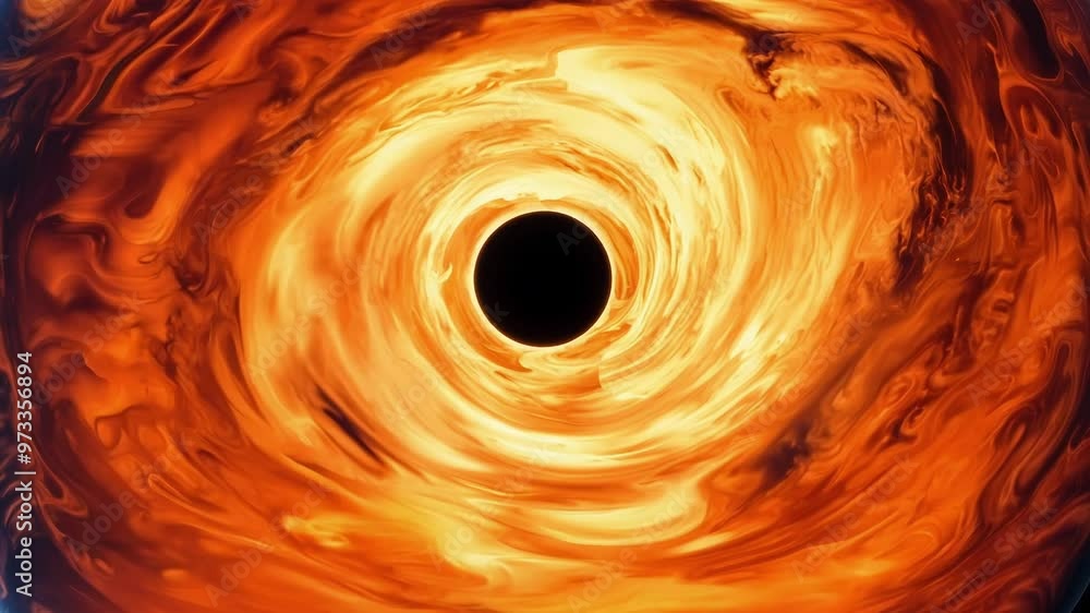 Leinwandbilder swirling red and orange clouds of gas and dust are twisting around a black hole creating a colorful 