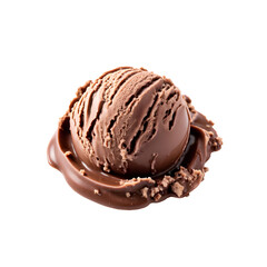 chocolate ice cream with chocolate isolated on a  transparent  background
