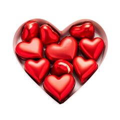 Heart shaped chocolates isolated on a white background 