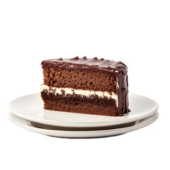chocolate cake with mint on a isolated on a transparent  background