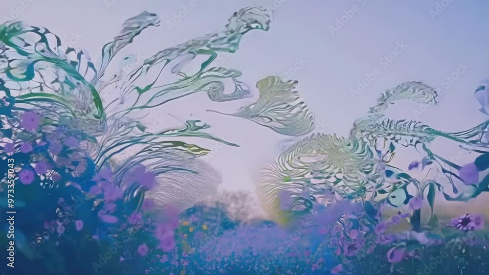 Poster sun is shining through flowers and foliage in a field, creating a dreamy and ethereal atmosphere. th