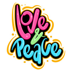 love and peace colorful motivational typography