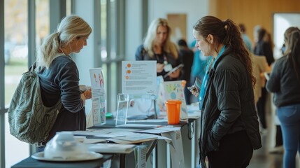 Artistic community health fair showcasing the importance of primary healthcare through interactive displays.