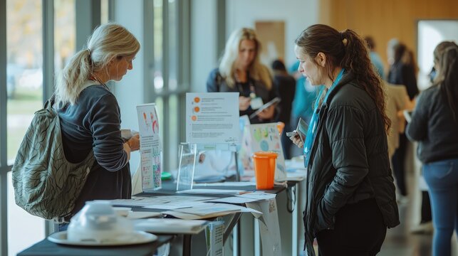 Artistic community health fair showcasing the importance of primary healthcare through interactive displays.