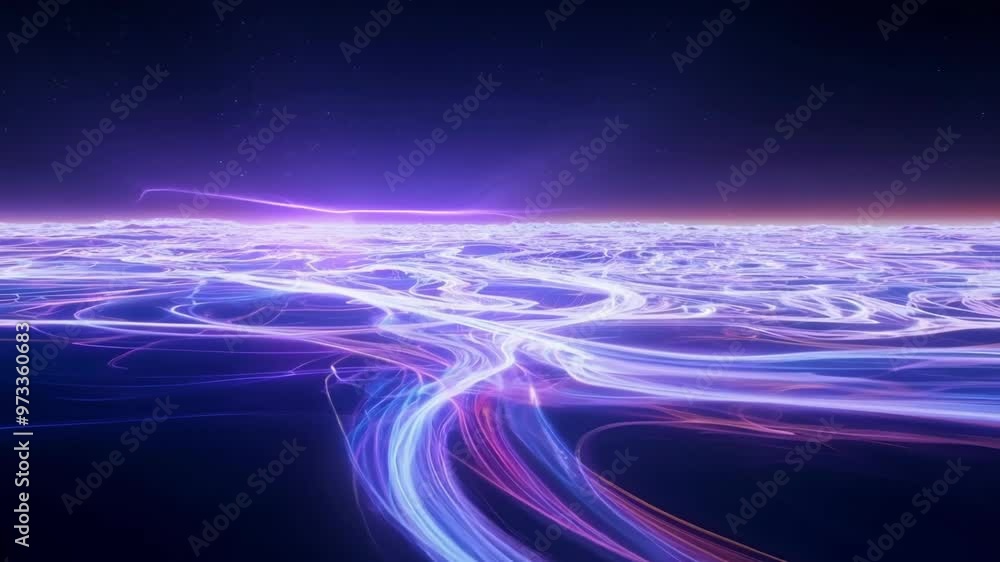 Poster bright, colorful lines flow through space in an abstract, energetic background. this modern artwork 