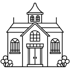 Fototapeta premium france themed house outline coloring book page line art drawing