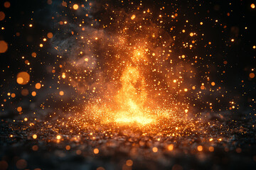 A firework exploding in the night sky, trails of light creating dynamic patterns. Concept of celebration and dynamic spectacle.