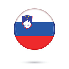 Slovenia National flag round circle glossy shiny 3D vector illustration isolated on white background. Slovenia Independence and Unity Day 26th December Statehood Day 25 june celebration flag.