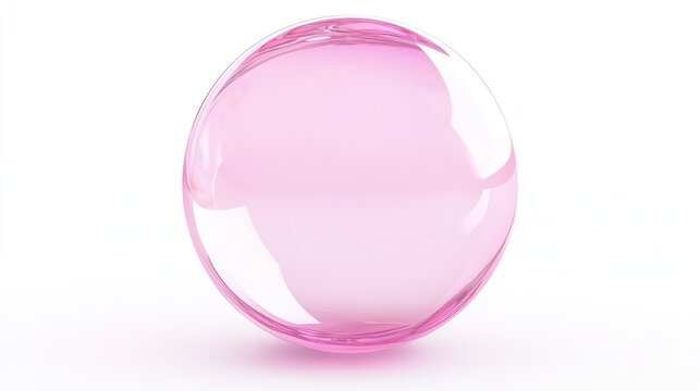 Clear pink bubble isolated on a white or transparent background, emphasizing clarity and lightness.