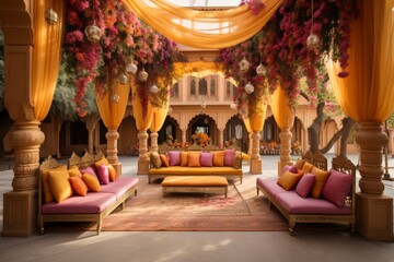 Fototapeta premium Luxury Palace Style Design House Apartment Interior Living Room Premium Sofa Created with Generative AI Technology