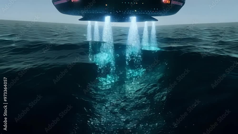 Poster sun reflecting on a deep blue ocean water surface. the dark water and the bright reflection create a