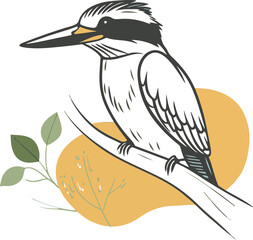 Beautiful Kingfisher Bird Art, Kingfisher Silhouette Illustration on Tree Branch, Artistic Kingfisher Bird Silhouette, Simple Kingfisher Bird Outline Illustration,Kingfisher Silhouette 
