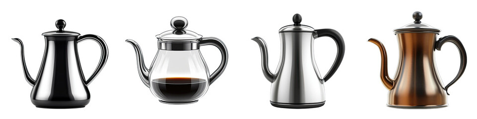Coffee Kettle - Device for boiling water for coffee Isolated on Clear White Background Highly Detailed 