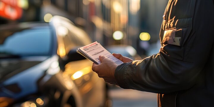 man writing out parking ticket 