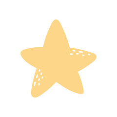 Cute yellow Star Vector illustration in flat and Doodle style. Hand drawn sticker for the designs