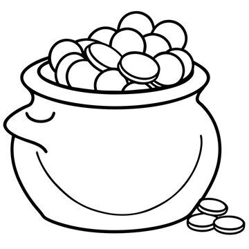 pot of gold coins black and white clip art preview