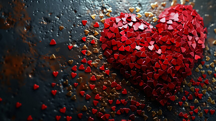 red and black background. Heart symbolizing love and romantic commitments for Valentine. Ideal for Valentine’s Day greetings or expressing love