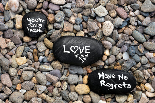 Picture stones concept for positive mental health for love and relationships