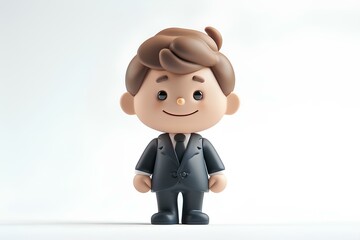 Fototapeta premium Miniature 3d style figurine businessman character isolated on white background.