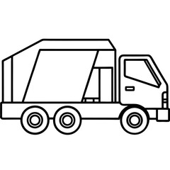 Fototapeta premium garbage truck outline coloring book page line art drawing
