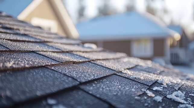 Shingle roof with hail damage highlighted during a home inspection.