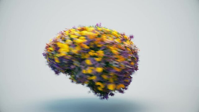 Mental Health Flourish Super Active.
Brain or mind flourishing with good thoughts as flowers and very active and dynamic.
