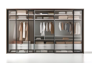 Modern Sliding Wardrobe for Space-Saving Storage isolated on a white background	